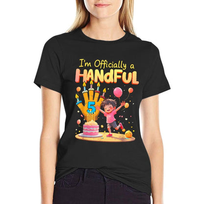 Kid Im Officially A Handful Five Year Old 5Th Birthday Party  Graphic-printed T-Shirt