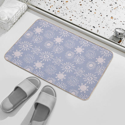 Magical Sun Bohemian Dreamy Aesthetic In Muted Colors Pigeon Blue  Anti-Trip Bath Mat