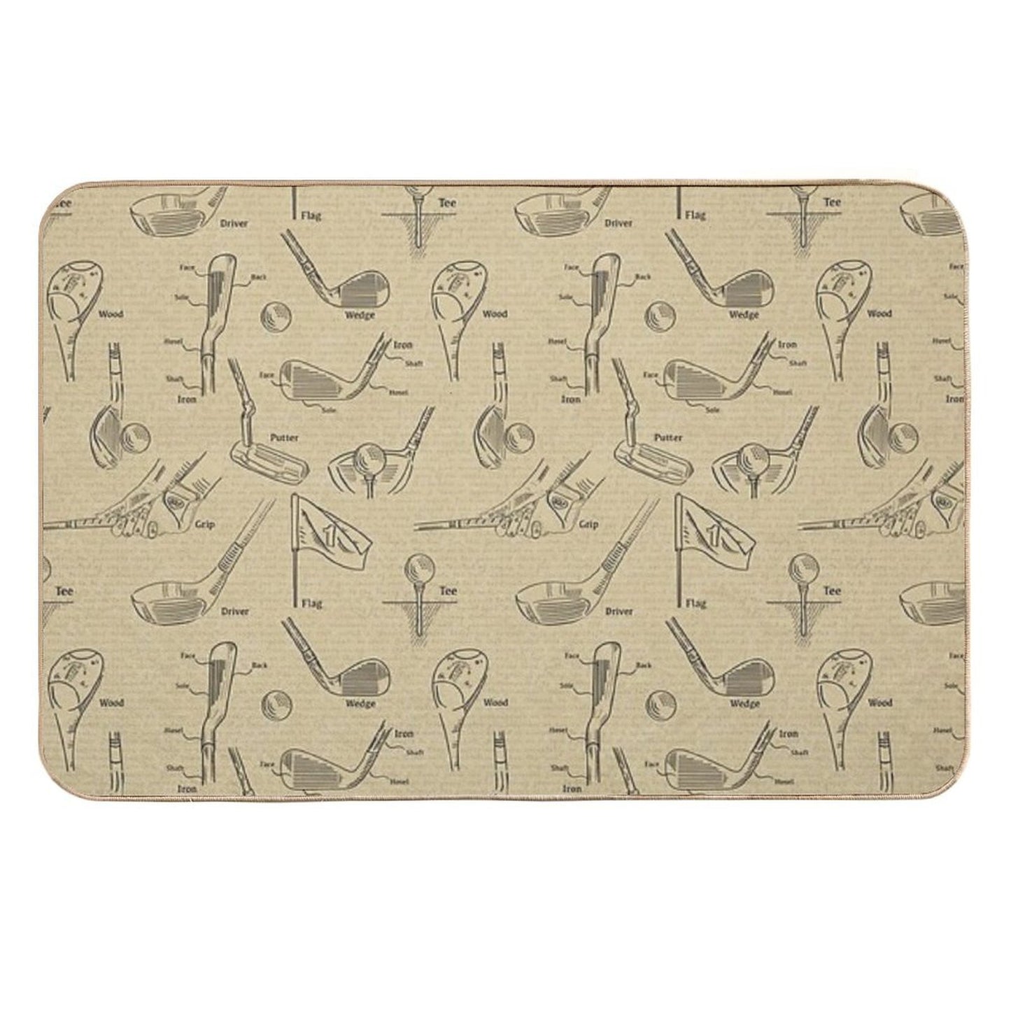 Golf  Vintage  Sepia  Toxin-Free Bath Mat