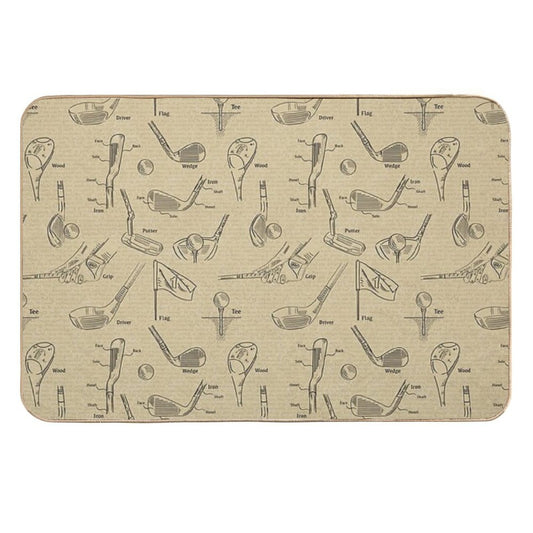 Golf  Vintage  Sepia  Toxin-Free Bath Mat