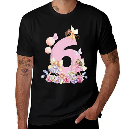 Kids Fairy 6th Birthday Girl Outfit For Kids Girls 6 Year Old  Trendy Pattern T-Shirt