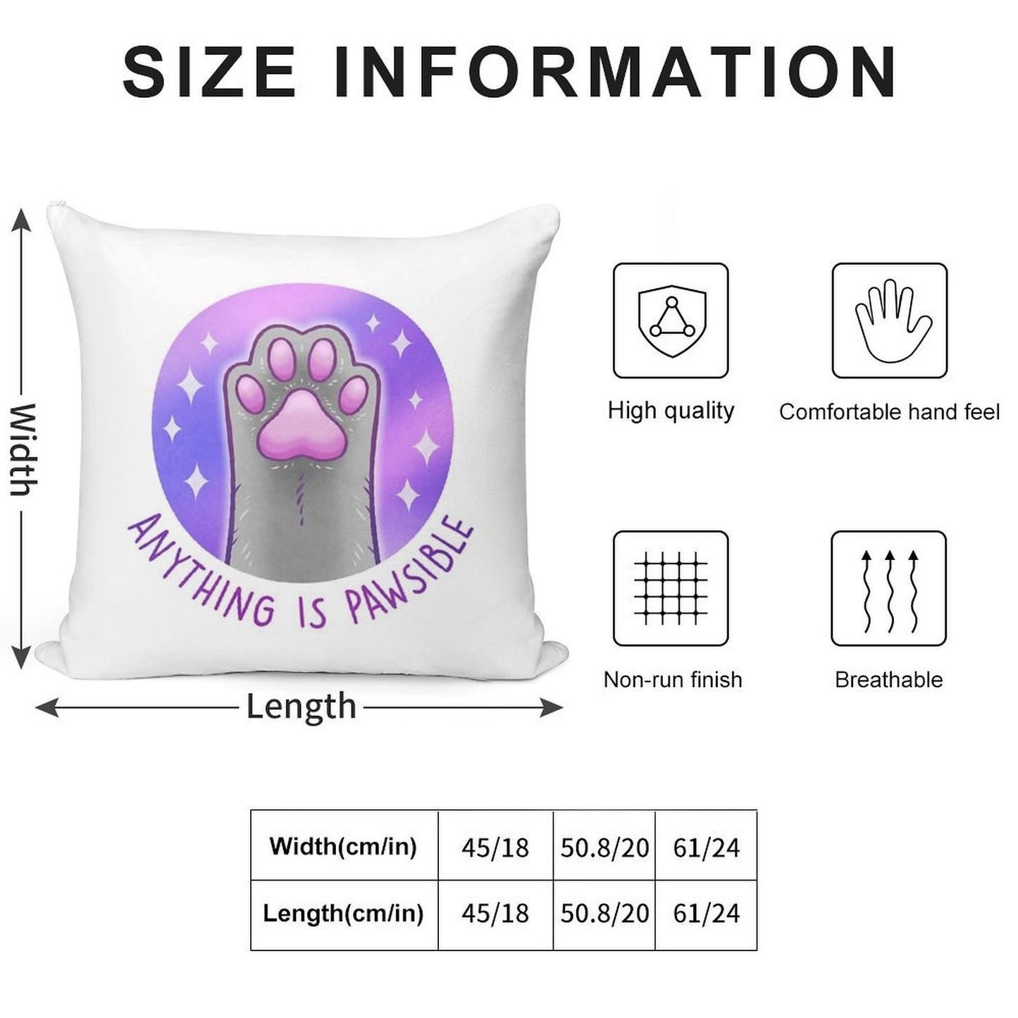 Anything Is Pawsible Soft Gift Ready Throw Pillow