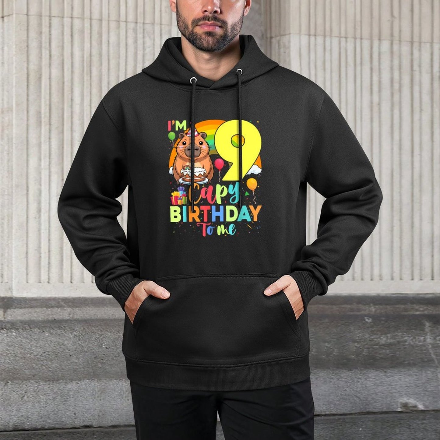 Im 9 Year Old Capy Happy Birthday To Me 9th Bday Capybara Versatile Streetwear Hoodie