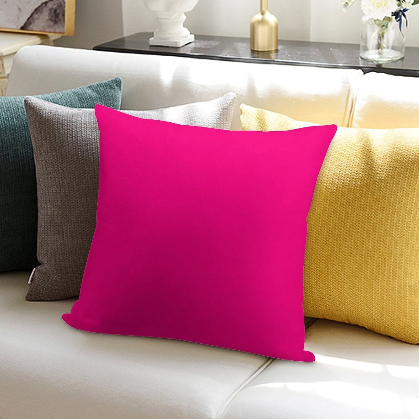 PLAIN SOLID  Bright PINK -100  Bright PINK SHADES ON OZCUSHIONS ON ALL PRODUCTS Soft Multiple Sizes Throw Pillow