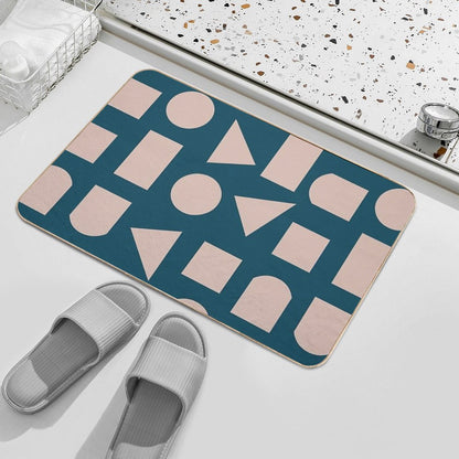 Modern, Geometric Shapes Pattern  Repositionable Bath Mat