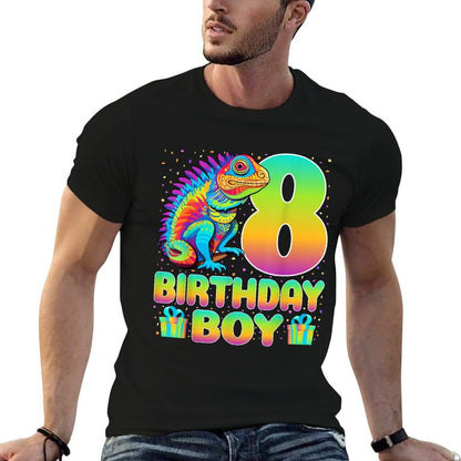 8th Birthday Lizard Reptiles Kids 8 Years Old Birthday Boy Comfortable T-Shirt