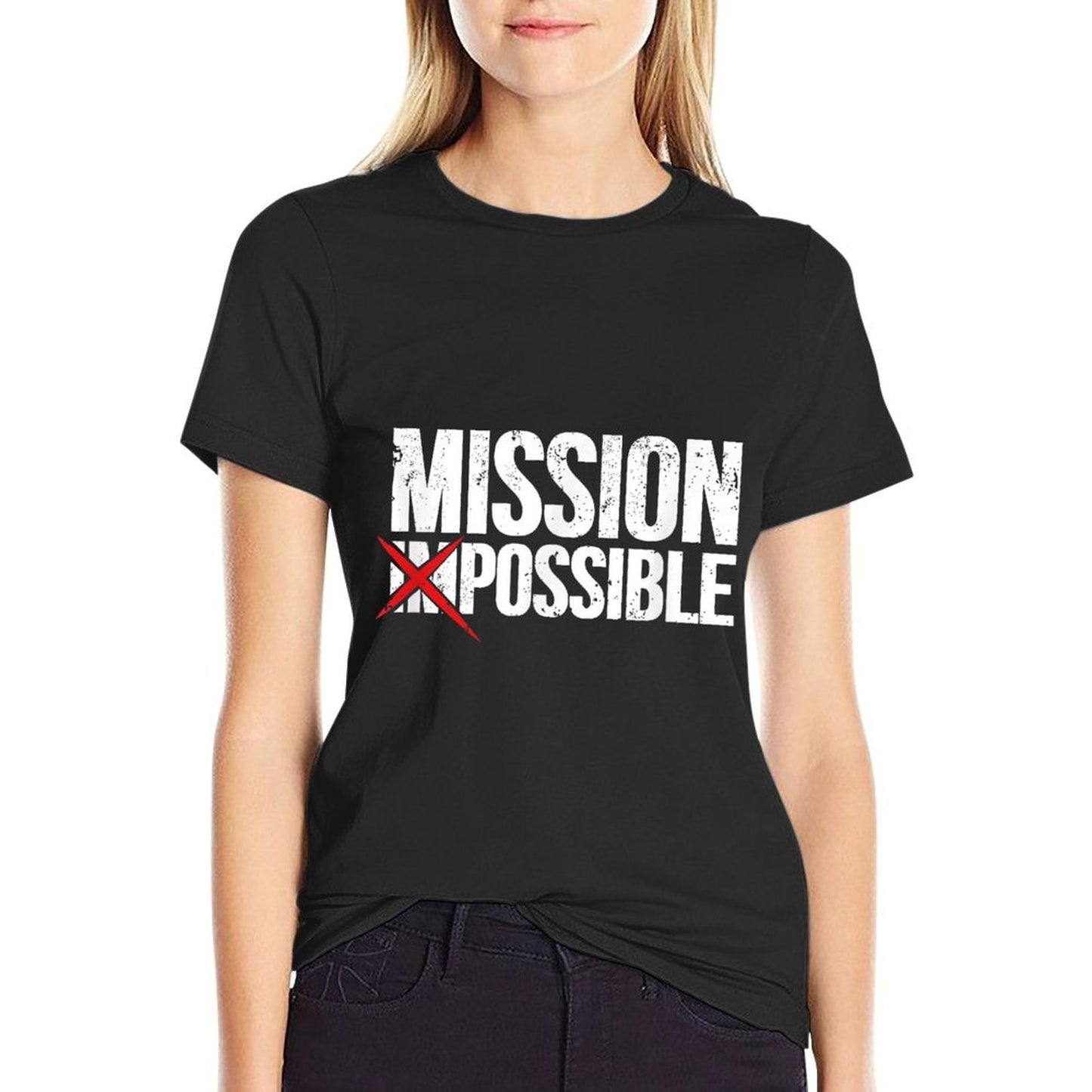 Mission Possible Saying Quote. Inspirational Religious  Summer-ready Fabric T-Shirt