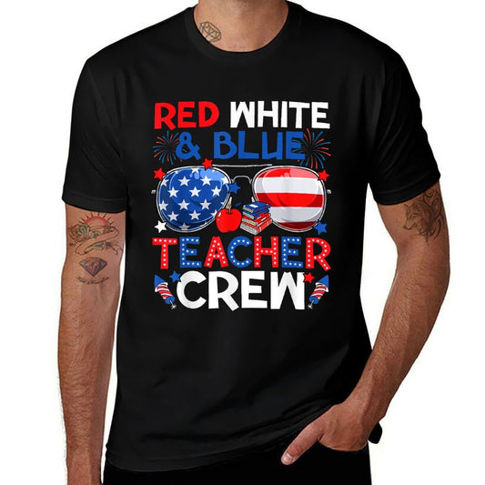 4th Of July Red White & Teacher Crew American  Vintage-inspired T-Shirt