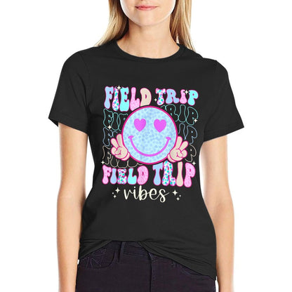 Field Day Field Trip Vibes Fun Day Groovy Teacher Student  Vintage-inspired T-Shirt