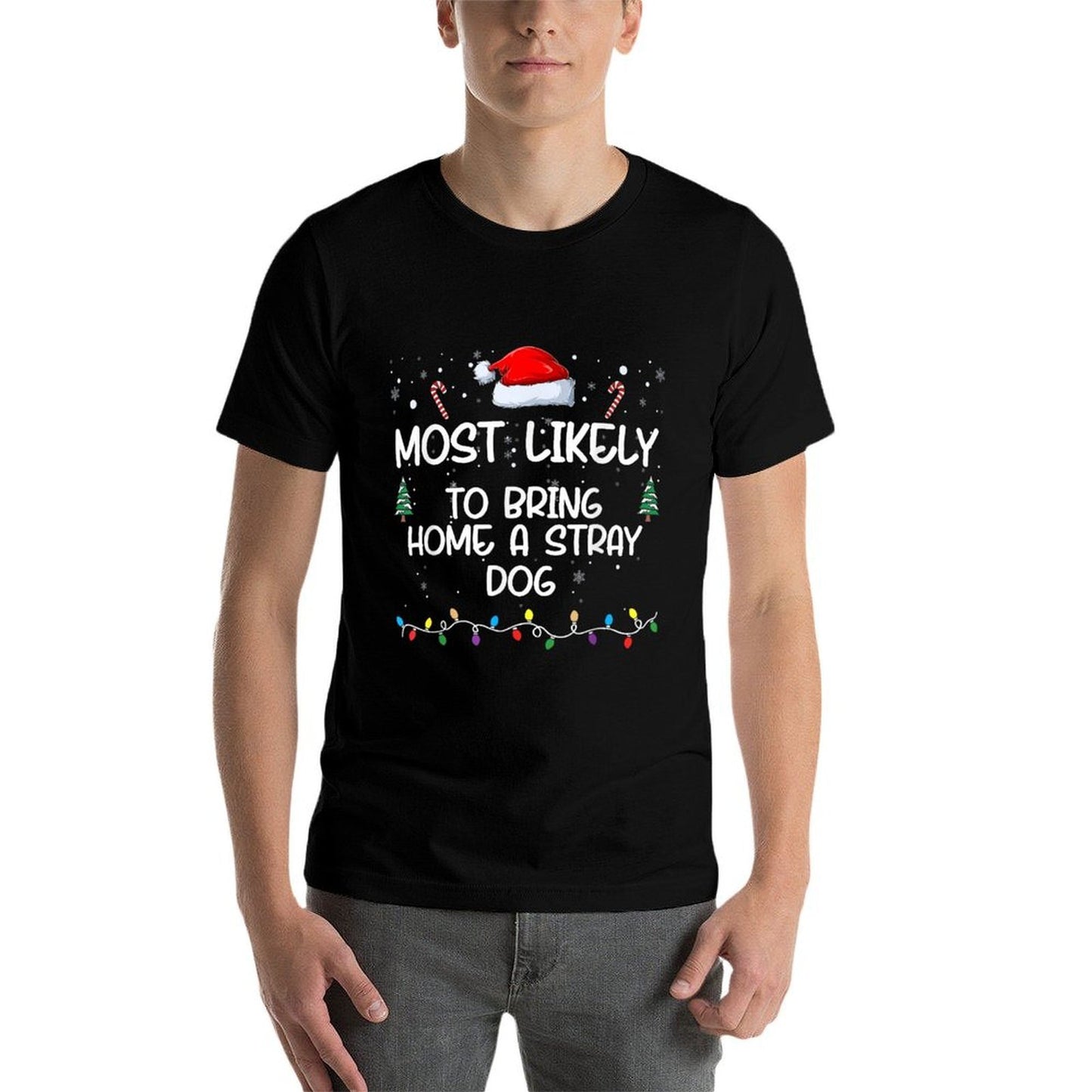 Most Likely To Bring Home A Stray Dog Matching Family Xmas  Stretchy T-Shirt