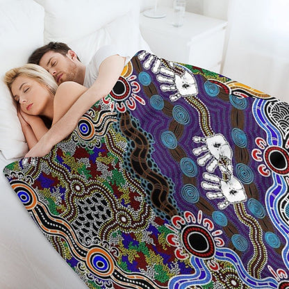 Authentic Aboriginal Art - Discovering Your Dreams Shrink-resistant Throw Blanket