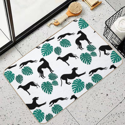Greyt Greyhound Monstera Jumble on White  Versatile Bath Mat