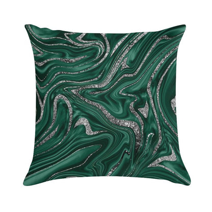 Emerald Green Black Silver Marble #1 (Photo of Glitter Only - Not Reflective) Soft Easy Maintenance Throw Pillow