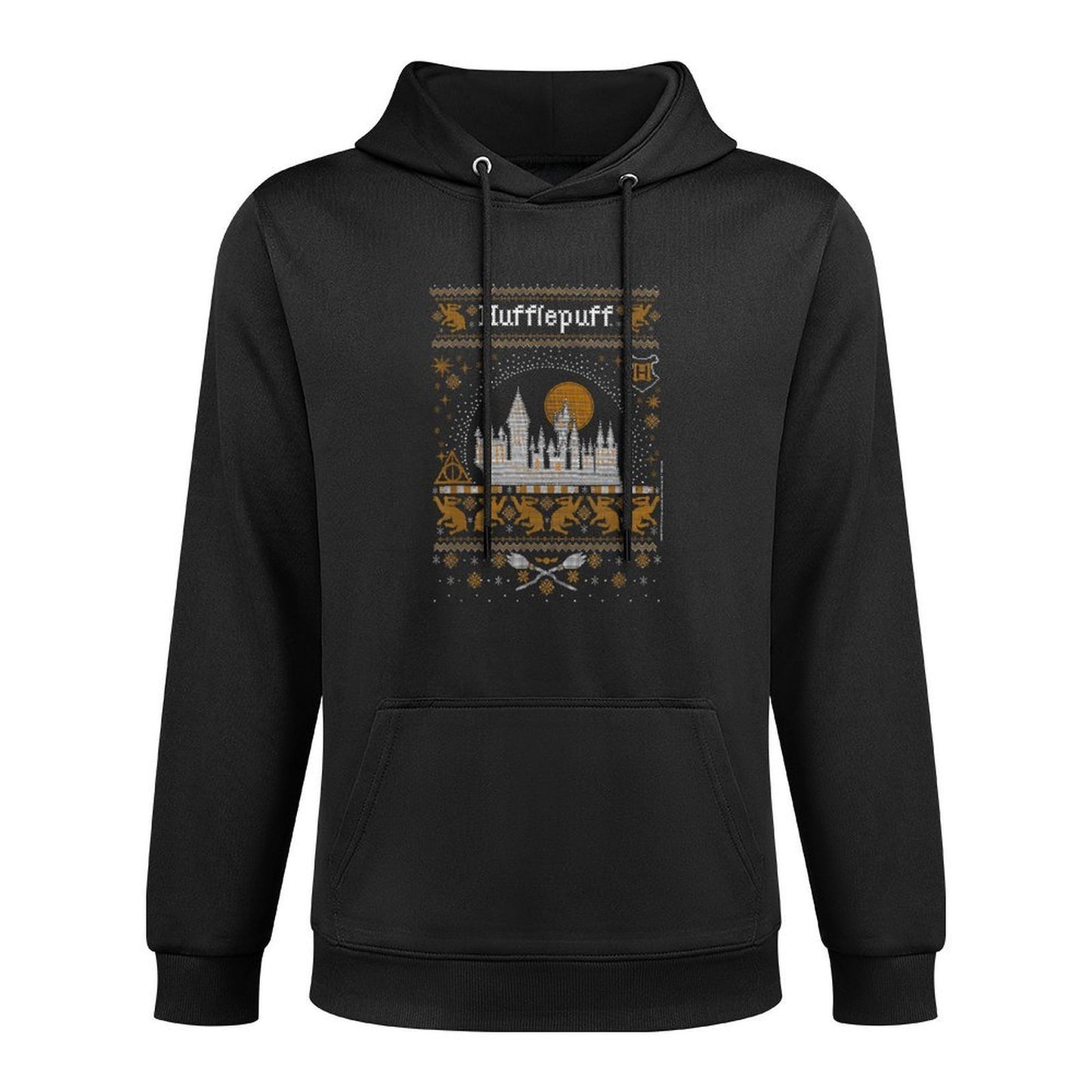 Harry Potter Hufflepuff Ugly Christmas Sweater Pattern Cotton-Polyester Blend Hoodie