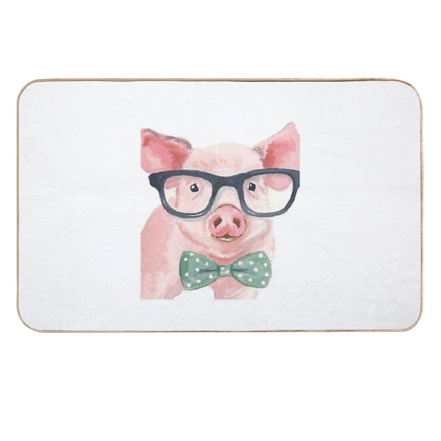 Cute,Funny,Printed,Pig, Piglet, Painting,Glasses  Easy Maintenance Bath Mat