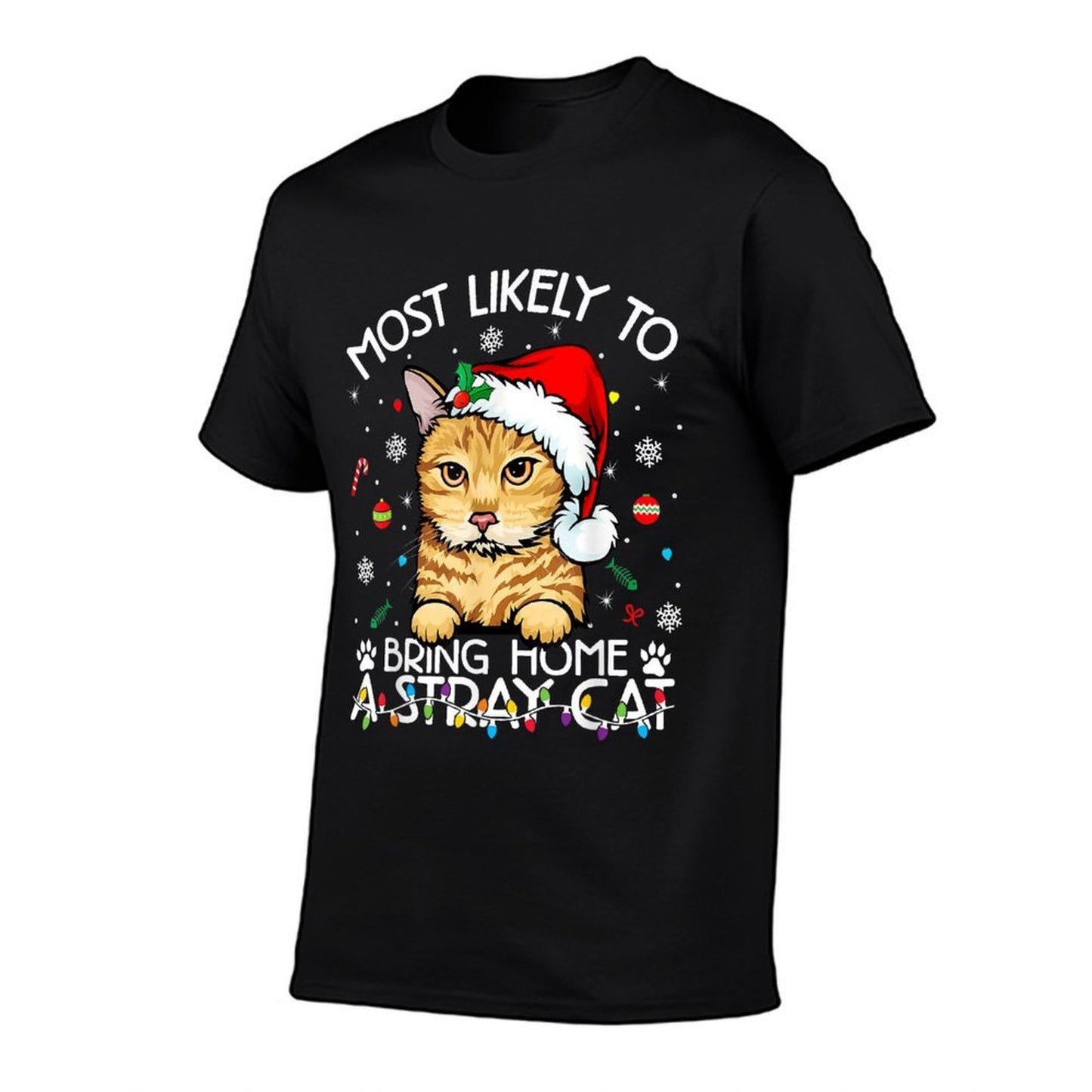 Most Likely-To Bring Home A Stray Ginger-Tabby Cat Xmas  Eco-friendly Material T-Shirt