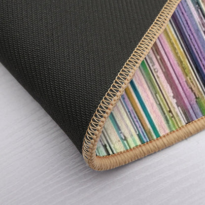 Distressed Wood Rainbow Vintage Stripes  Repositionable Bath Mat