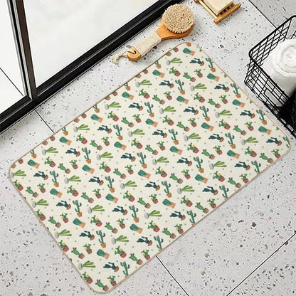 Cute Colorful Cactus Toss Southwest Print  Non-Slip Bath Mat