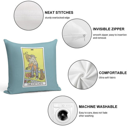 Modern Tarot - The Cat Lady Soft Ultra-Soft Texture Throw Pillow