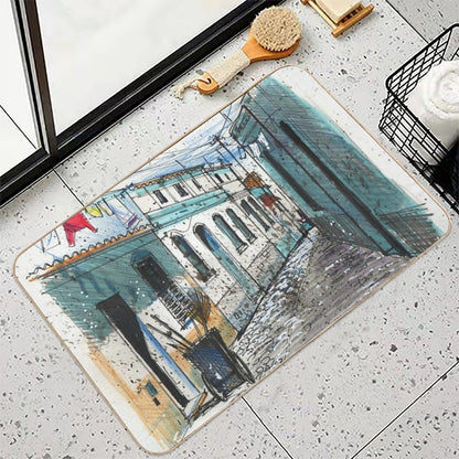 Framed Print Artwork Showing Village Sidestreet, Ferragudo, Portugal  Eco-Friendly Bath Mat