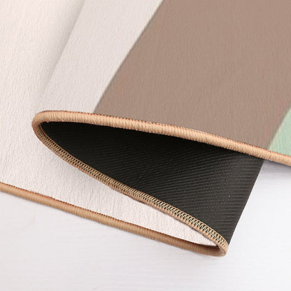 Minimalist Abstract Color Blocks in Green, Beige And Brown  Slip-Resistant Bath Mat