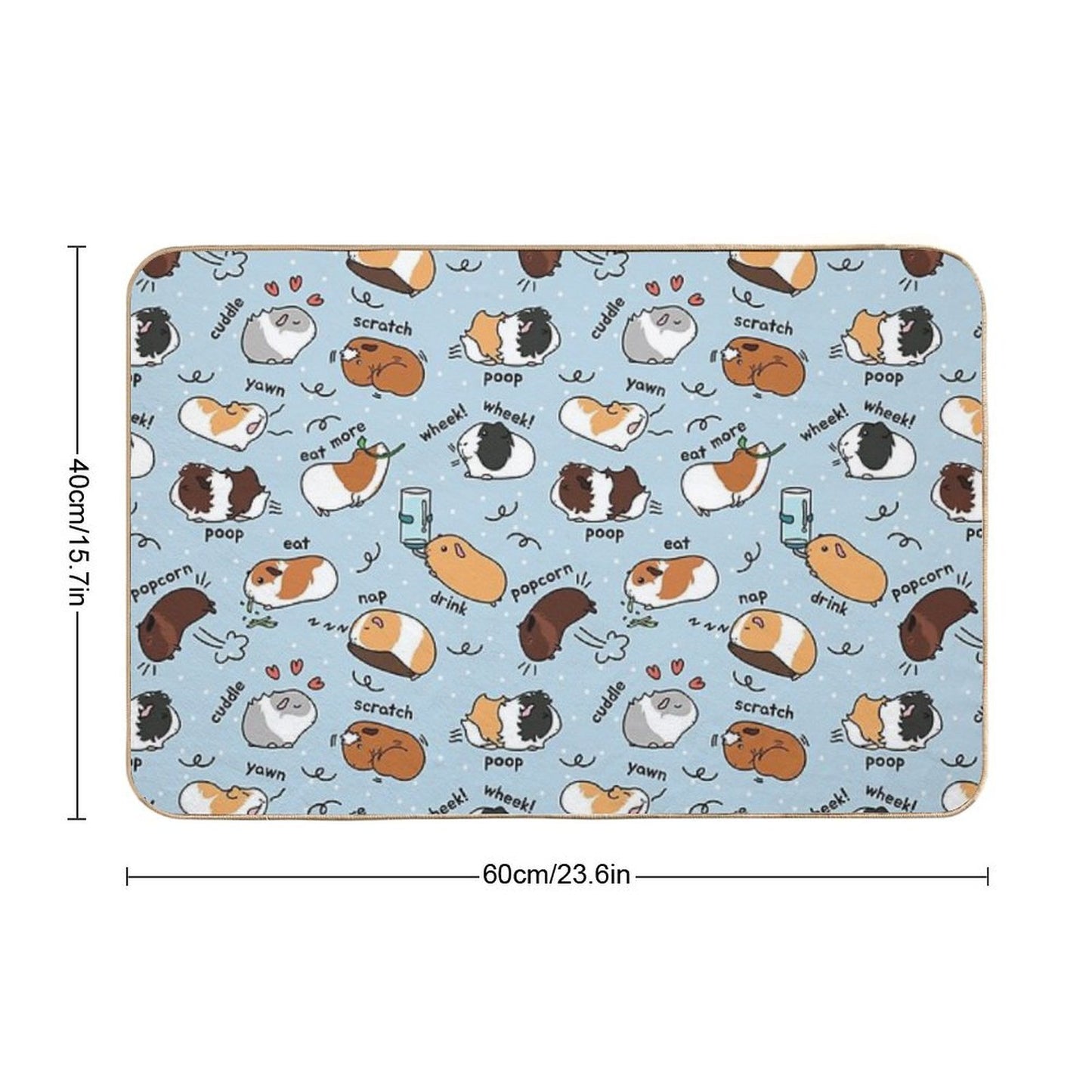 Guinea Pig Daily To-Do List - Blue Background  Easy Maintenance Bath Mat