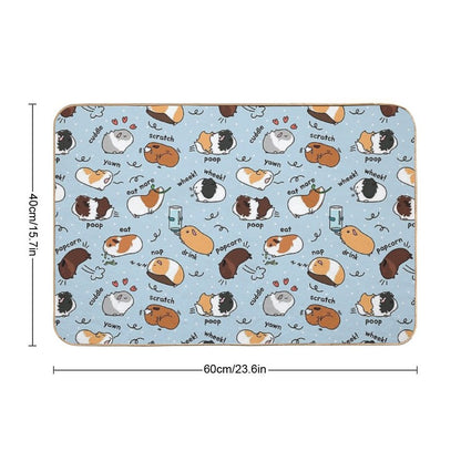 Guinea Pig Daily To-Do List - Blue Background  Easy Maintenance Bath Mat