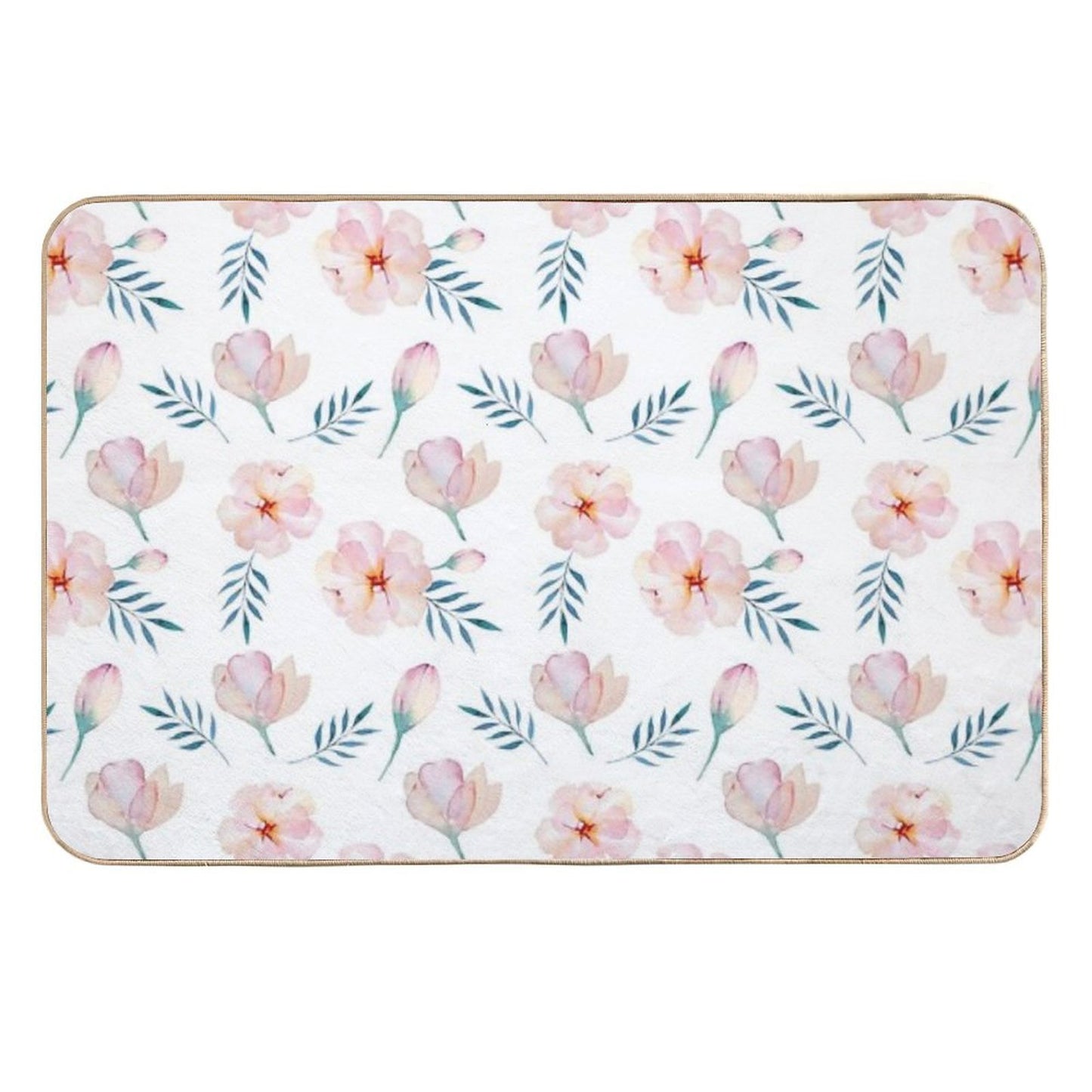 Romantic Pink Watercolor Floral Pattern  High-Traffic Bath Mat