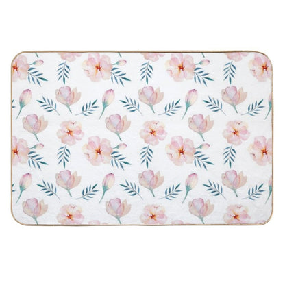 Romantic Pink Watercolor Floral Pattern  High-Traffic Bath Mat
