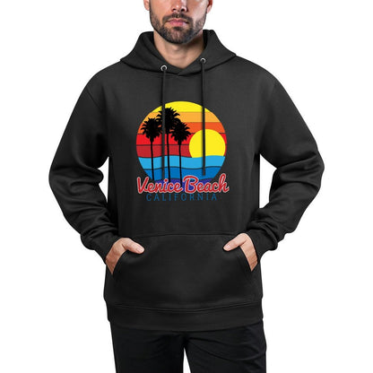Venice Beach California Summer Palm Twilight Tropical Sunset Durable Construction Hoodie
