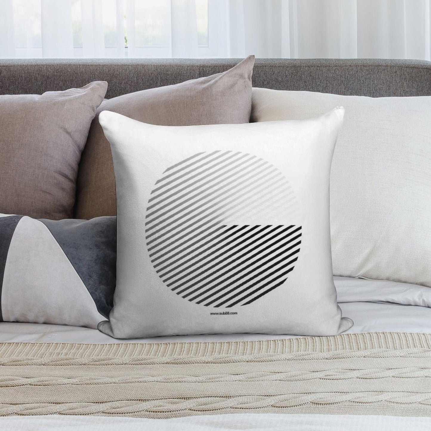 Stripes Can Be in A Disc (BoW) Soft Decorative Cover Throw Pillow