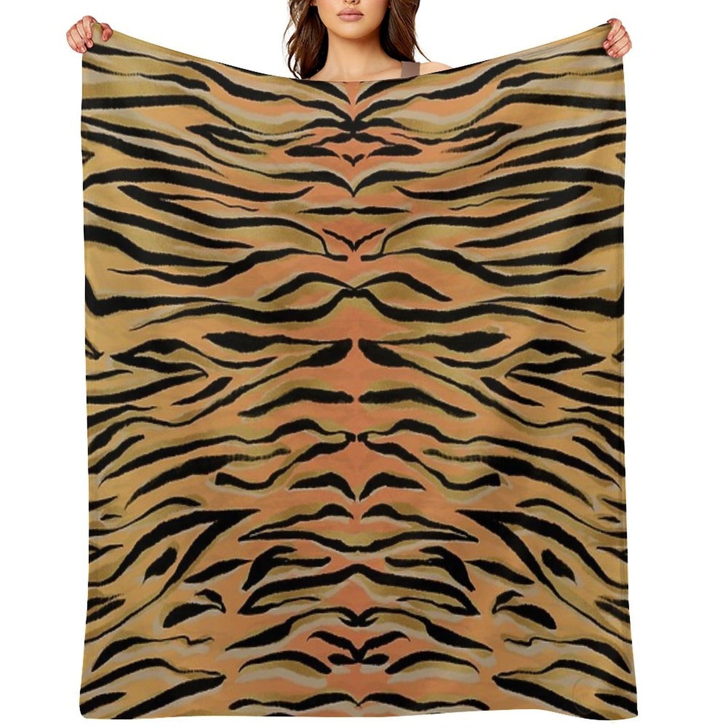 Stylish Black Gold Tiger Animal Print All-season Throw Blanket