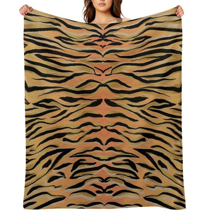 Stylish Black Gold Tiger Animal Print All-season Throw Blanket