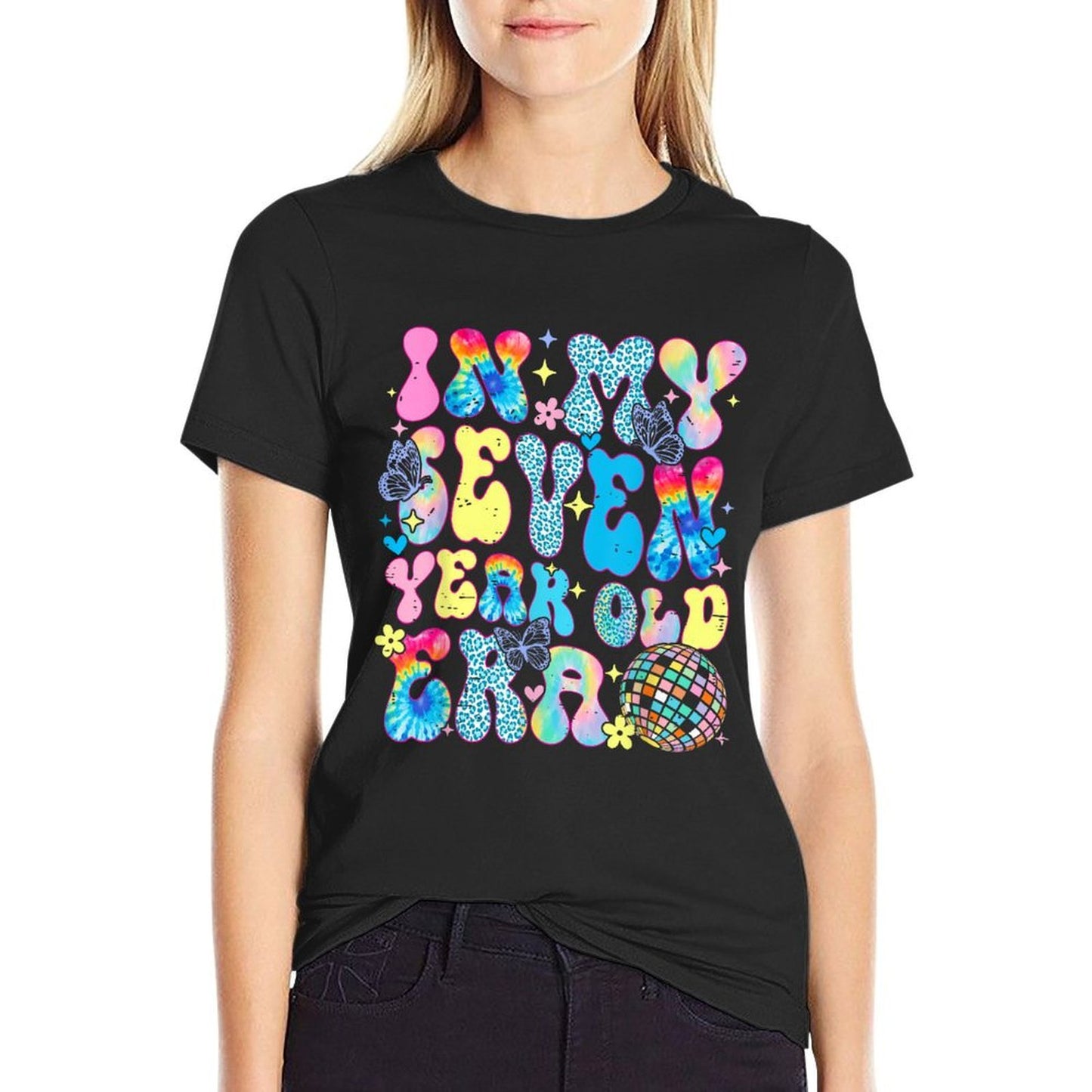 Retro In My Seven Year Old Era 7th Birthday Girl 7 Year Old  Versatile T-Shirt