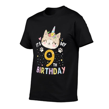 It’s My 9th Birthday Cute Unicorn Cat 9-Year-Old Girl  Odor-resistant T-Shirt