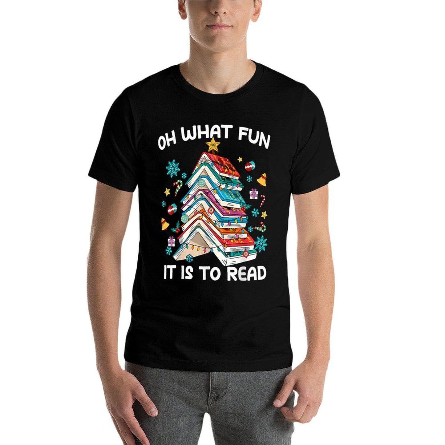 Oh What Fun It Is to Read Book Tree Lights for Everyone  Wrinkle-resistant T-Shirt