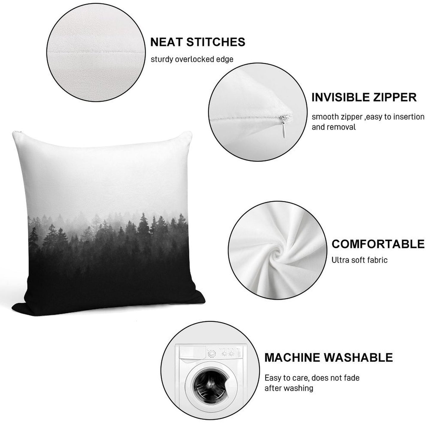 A Wilderness Somewhere  Misty Romantasy Fairytale Ghostwood Forest With Cascadia Trees Covered In Magic Light And Fog Soft Shrink-Resistant Throw Pillow