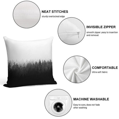 A Wilderness Somewhere  Misty Romantasy Fairytale Ghostwood Forest With Cascadia Trees Covered In Magic Light And Fog Soft Shrink-Resistant Throw Pillow