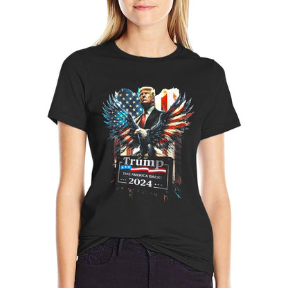 Trump Take America Back 2024 Eagle US (on Back)  Rolled Sleeves T-Shirt