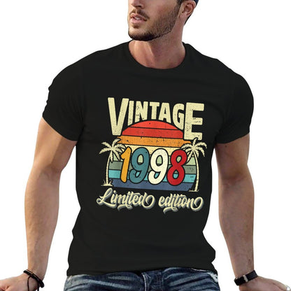 Vintage 1998 27th Birthday Limited Edition 27 Years Old Bday  Ribbed Collar T-Shirt