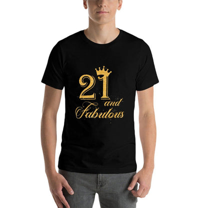 21 And Fabulous Shirt 21st Birthday  Ribbed Collar T-Shirt