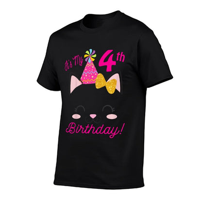 Its My 4th Birthday Girl Kitty Cat Theme Party (four)  Moisture-wicking T-Shirt