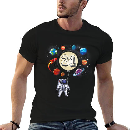 21 Years Old Birthday Astronaut Design For 21st Birthday  Moisture-wicking T-Shirt