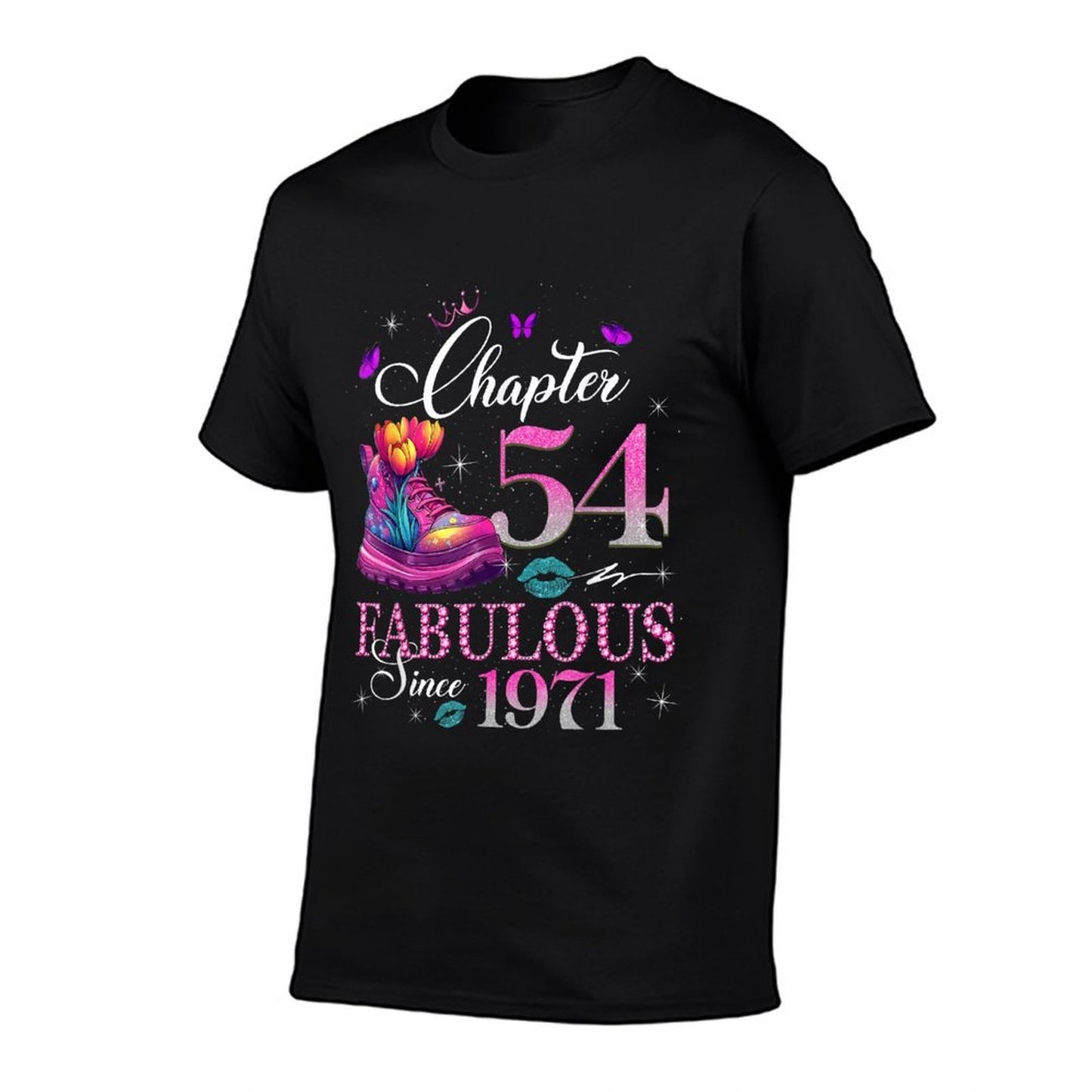 Chapter 54 Fabulous Since 1971 54th Birthday Queen Diamond  Rolled Sleeves T-Shirt