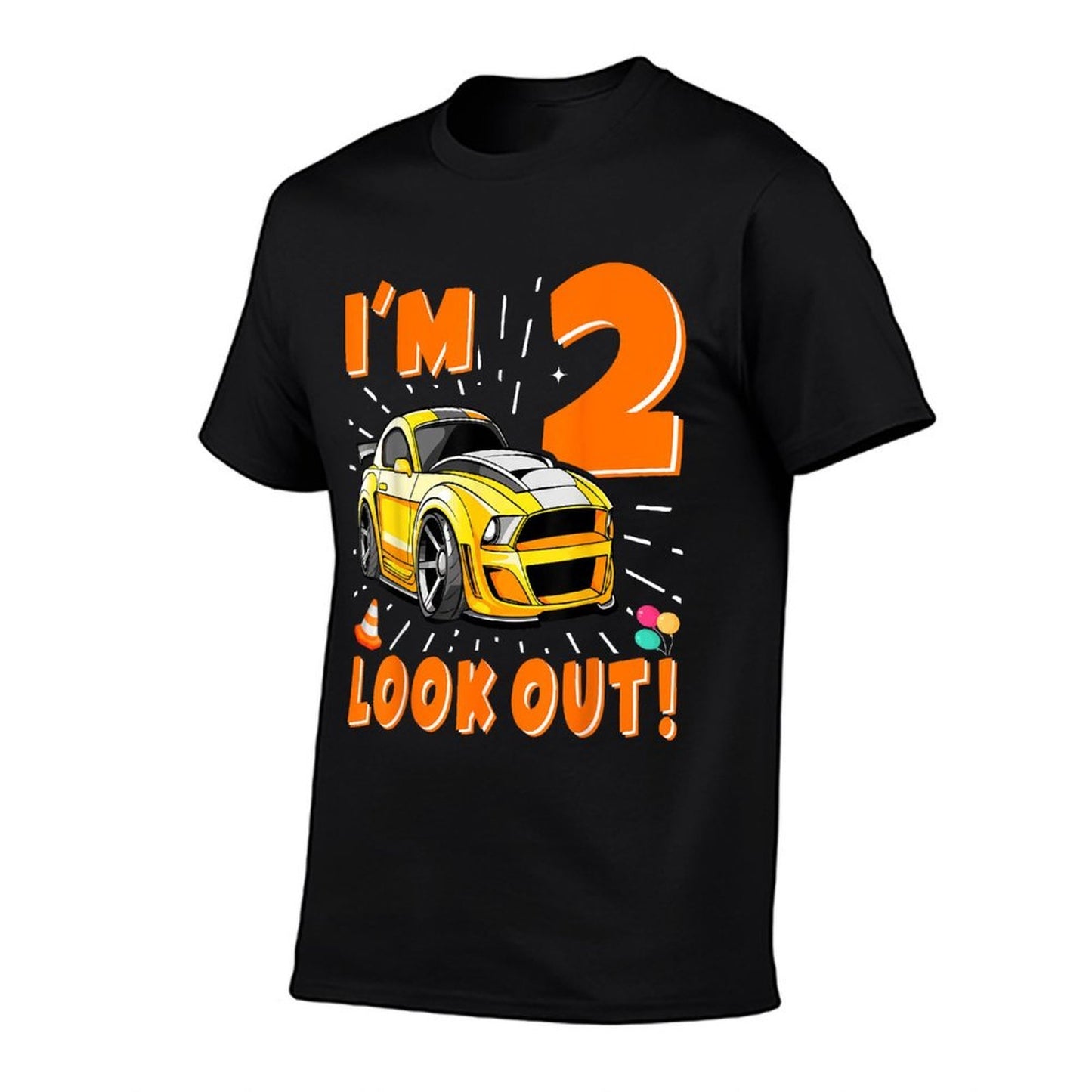 Two 2nd Birthday Boy Race Car 2 Years Old Car Racing  Fade-proof Color T-Shirt