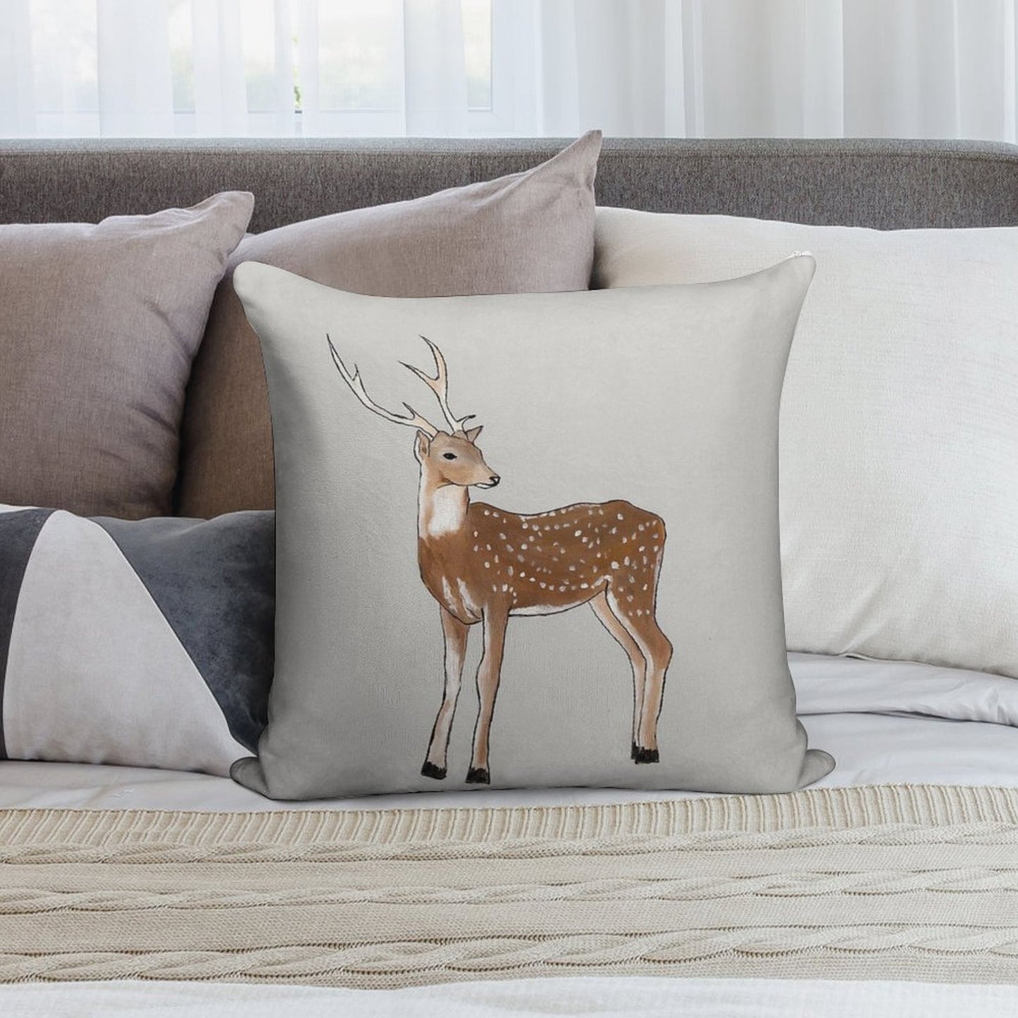 Nursery Art - Deer That Turns Wishes Soft Bedroom Essential Throw Pillow