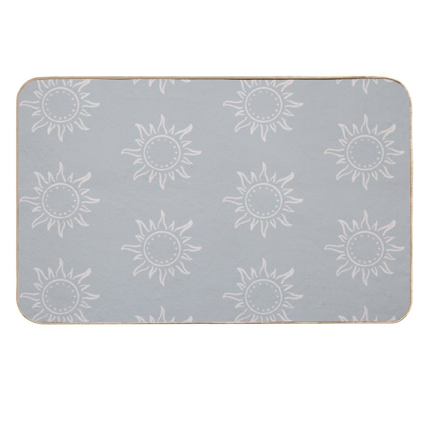 Cute Boho Sun Pattern Bohemian Aesthetic In Muted Colors Muted Teal  Non-Slip Bath Mat