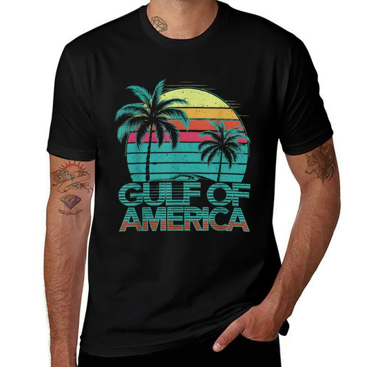 Retro Gulf Of USA America Est 2025 American Flag Gulf Mexico Vintage-inspired T-Shirt
