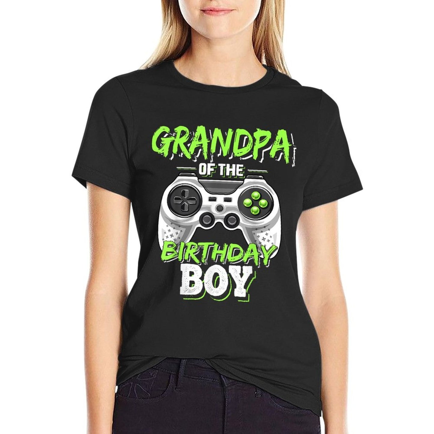 Grandpa of The Birthday Boy Matching Video Game Birthday  Cotton T-Shirt