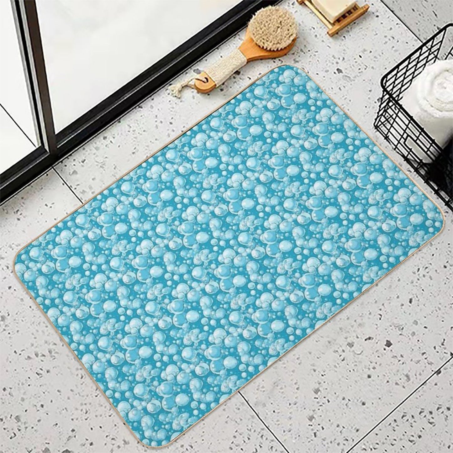 Water Bubble Pattern on Blue Background for Summer - Summer Bubbles  Multi-Purpose Bath Mat